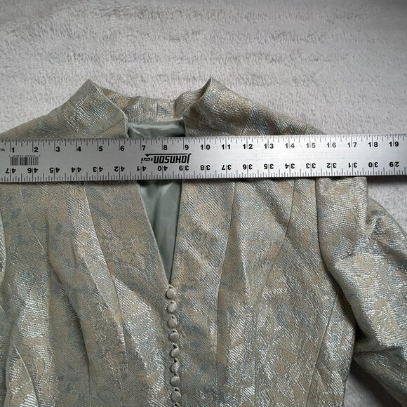 Carmen Marc Valvo Signature Womens Embellished Sleeve Brocade Jacket Size 12 - Picture 7 of 9